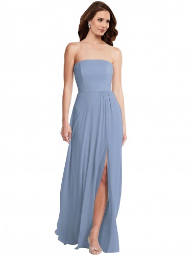 Strapless A-Line Maxi Bridesmaid Dress with Front Slit Australia
