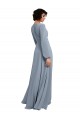 Wrap Style Long Sleeves Chiffon Bridesmaid Dress with Pleated Bodice Australia