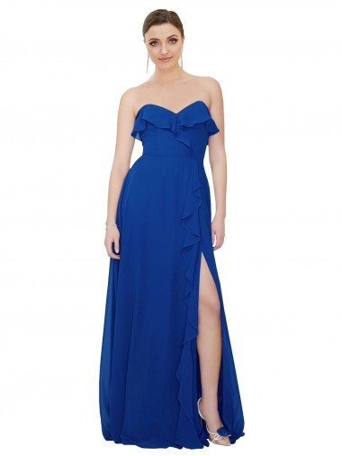 Ruffled Chiffon Strapless Bridesmaid Dress Australia