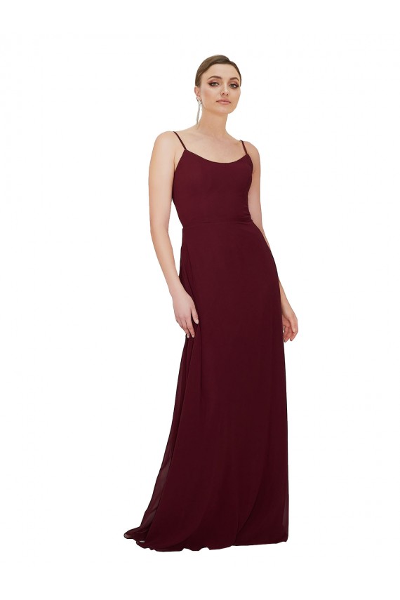 Scoop Neck Tied Keyhole Back Chiffon Bridesmaid Dress Australia