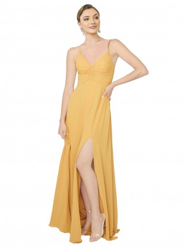Ruched Chiffon Bridesmaid Dress with Tie Back Detail Australia