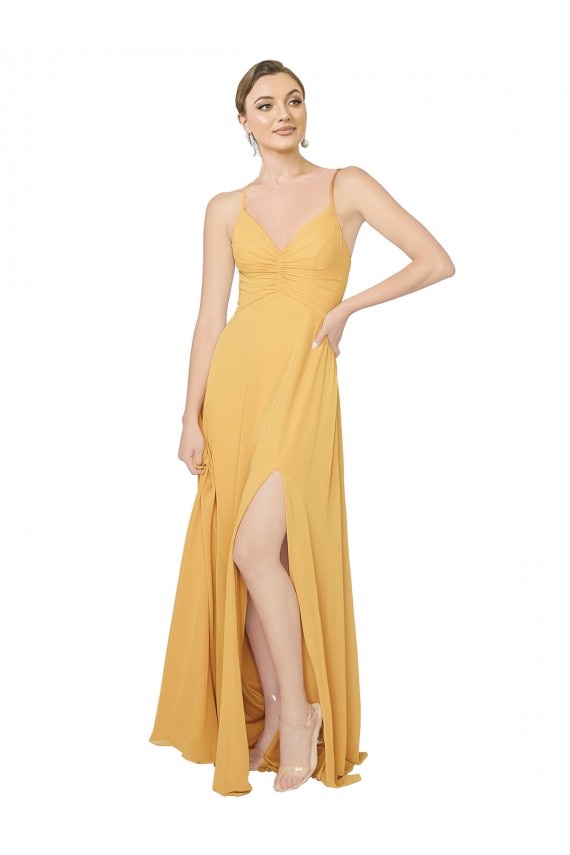 Ruched Chiffon Bridesmaid Dress with Tie Back Detail Australia