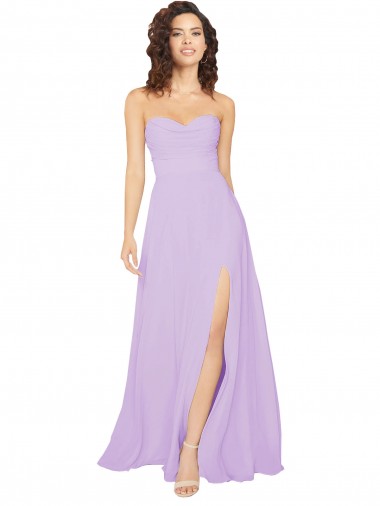 Draped Sweetheart Long Chiffon Bridesmaid Dress with Front Slit Australia
