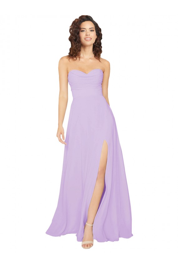 Draped Sweetheart Long Chiffon Bridesmaid Dress with Front Slit Australia