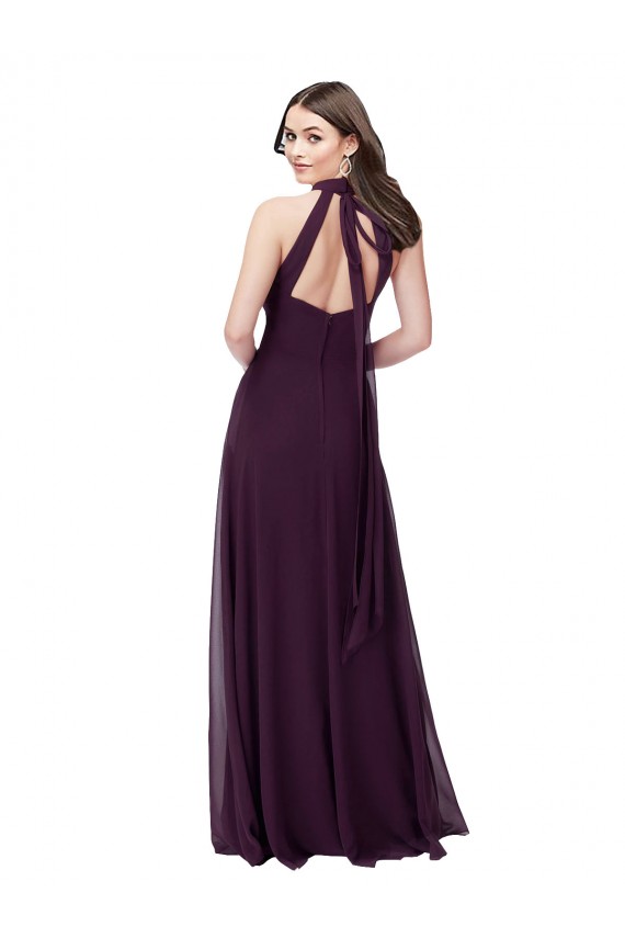 Chiffon High-Halter Bridesmaids Dress with Keyhole Back Australia