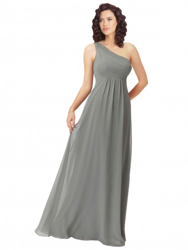 Embroidered One Shoulder Chiffon Bridesmaid Dress Australia