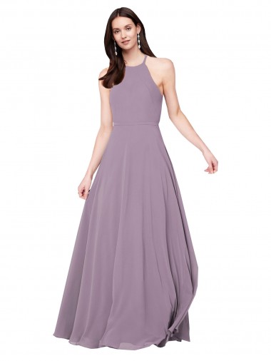 Floor Length Long Chiffon Bridesmaid Dress with Double Bow Feature Australia