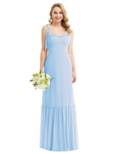 Tie Shoulder Bustier Bodice Ruffle Hem Maxi Bridesmaid Dress Australia