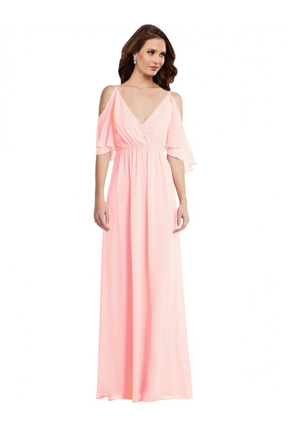 Cold Shoulder Draped Wrap Maxi Bridesmaid Dress Australia