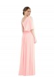 One Shoulder Bell Sleeves Chiffon Maxi Bridesmaid Dress Australia