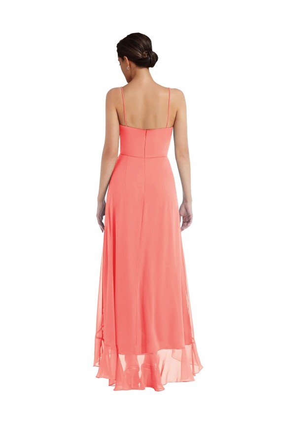 Scoop Neck Ruffle Trimmed High Low Maxi Bridesmaid Dress Australia