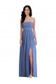 Slim Spaghetti Straps Chiffon Bridesmaid Dress with Front Slit Australia