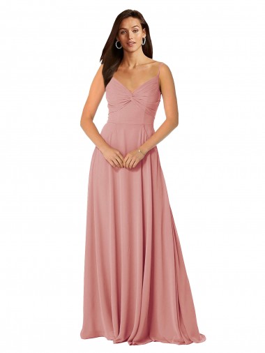 Twist-Knot V-Neck Long Chiffon Bridesmaid Dress Australia