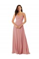 Twist-Knot V-Neck Long Chiffon Bridesmaid Dress Australia