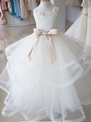 Ivory Ball Gown High Neck Floor Length Flower Girl Dress Australia
