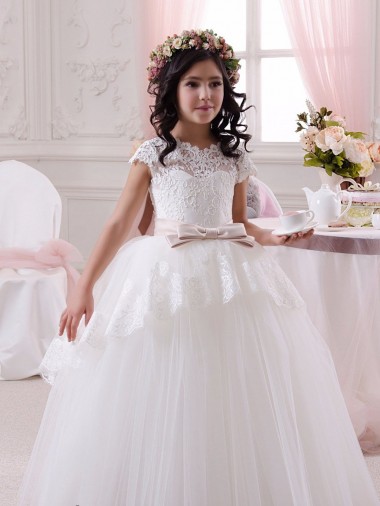 Ivory Ball Gown Sweetheart Floor Length Sleeveless Flower Girl Dress Australia