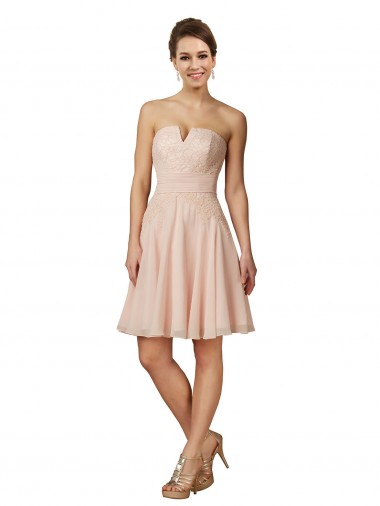 Lace and Chiffon Bridesmaid Dress / Cocktail Dress with Unique Neckline Australia