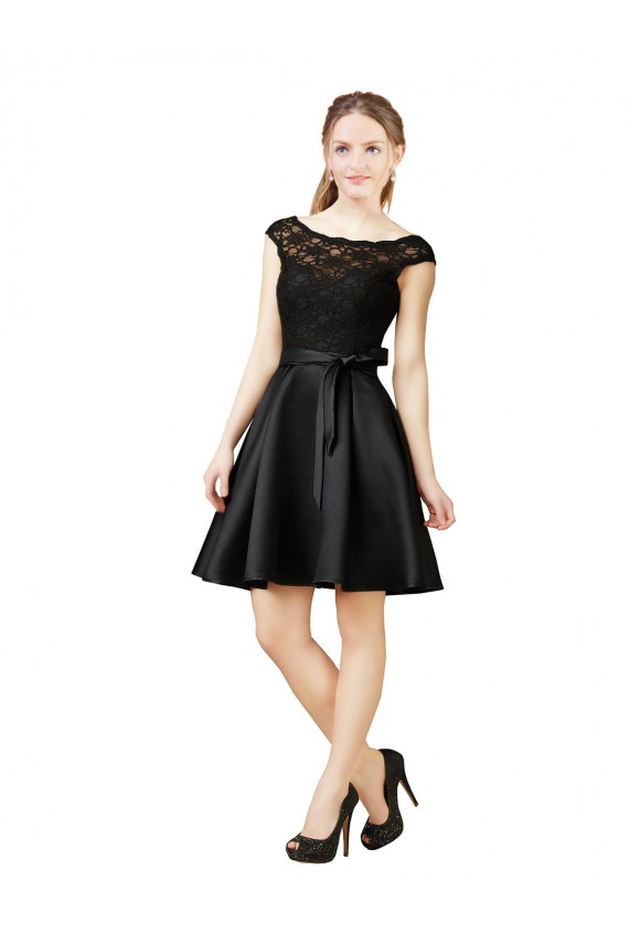 Lace and Satin Cocktail Bridesmaid Dress with V-Back Australia
