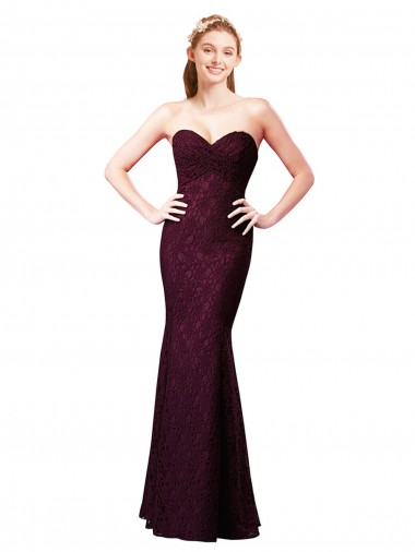 Fitted Long Lace Bridesmaid Dress with Sweetheart Neckline Australia