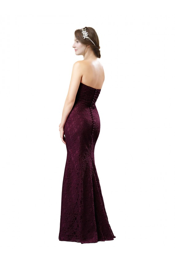 Fitted Long Lace Bridesmaid Dress with Sweetheart Neckline Australia