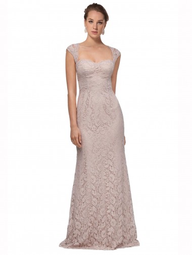 Sweetheart Neckline Cap Sleeves Lace Bridesmaid Dress / Prom Dress with Twist Australia