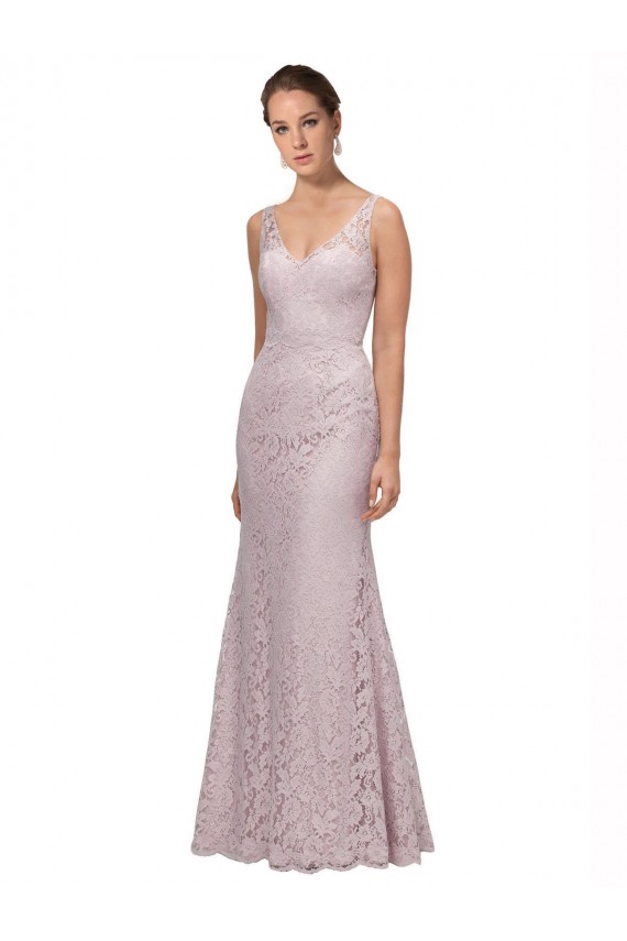 Lace V-Neckline Long Full Length Bridesmaid Dress / Prom Dress Australia