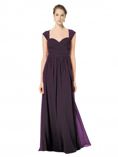 Long Chiffon Sweetheart Bridesmaid with Lace Straps and Keyhole Back Australia