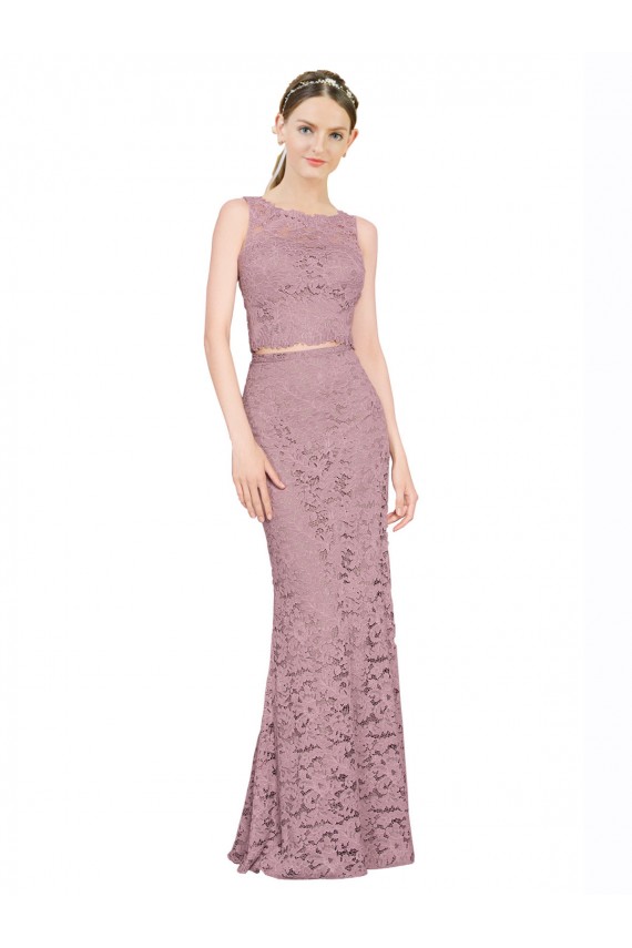 Sleeveless Crop Top High Neck Mermaid Lace Bridesmaid Dress / Prom Dress Australia