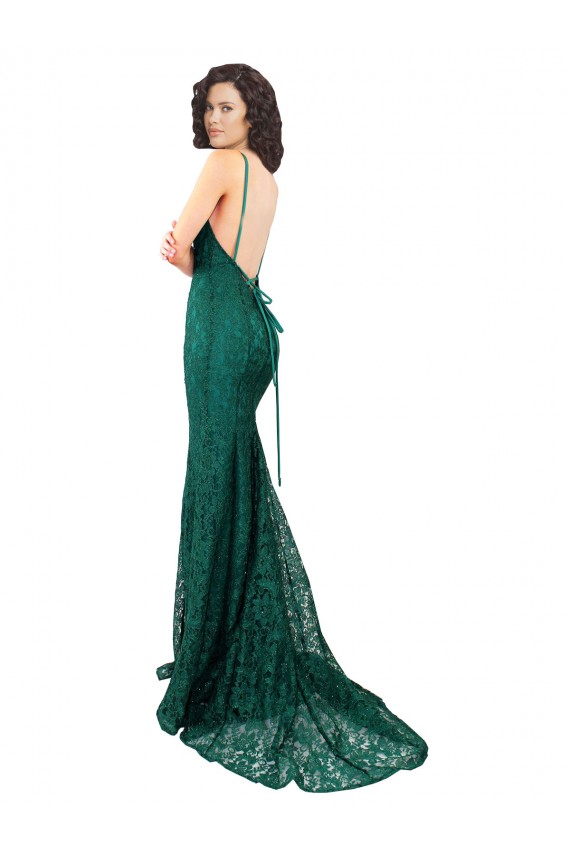 Black Tie Sleek Fishtail Shaped Long Lace Bridesmaid Dress / Prom Dress Australia