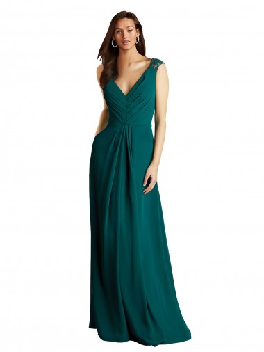 Long A-Line Lace and Chiffon Bridesmaid Dress with Open Back Australia