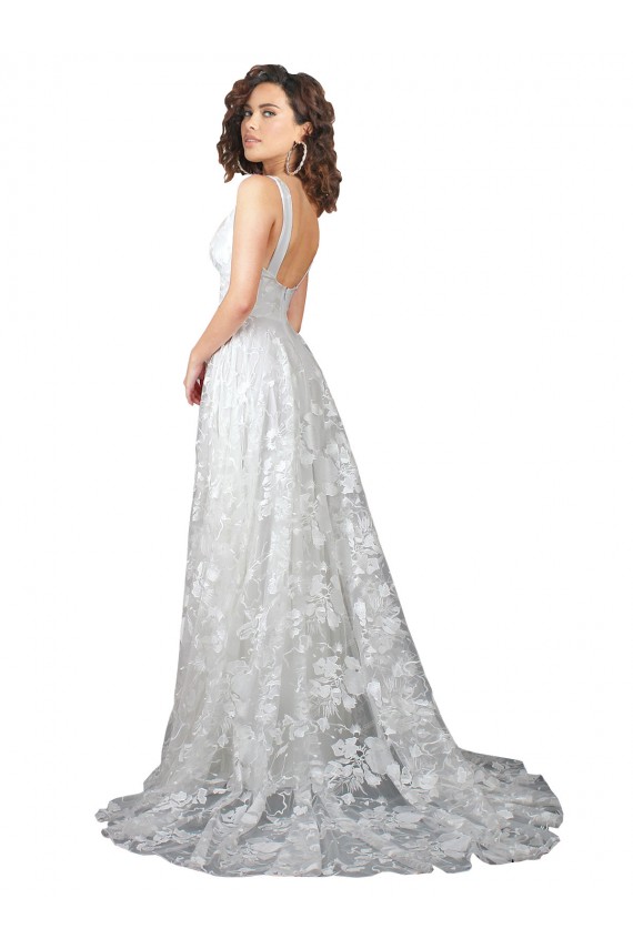 Plunging V-Neckline Wedding Dress with Slit Australia