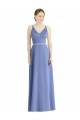Long Floor Length V-Neck Satin Bridesmaid Dress with Spaghetti Straps Australia