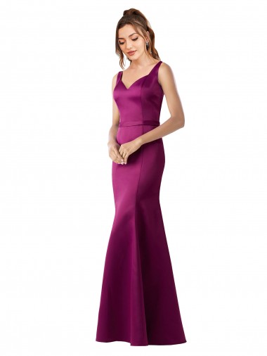 Fitted Sexy Open Back Formal Satin Bridesmaids Dress with Floral Details Australia