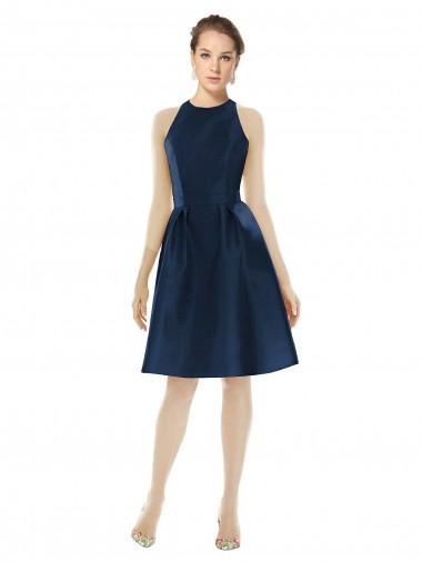 Short Halter Cocktail Length Luxe Satin Cocktail Bridesmaid Dress Australia