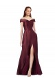 Long Off the Shoulder Formal Satin Bridesmaid Dress / Prom Dress with Thigh-high Slit Australia