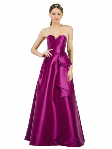 Sleeveless V-Neck Long Satin Bridesmaid Dress / Prom Dress with Bow Waist Australia