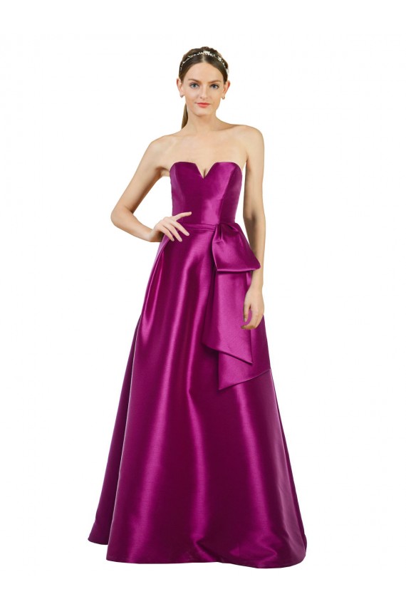Sleeveless V-Neck Long Satin Bridesmaid Dress / Prom Dress with Bow Waist Australia
