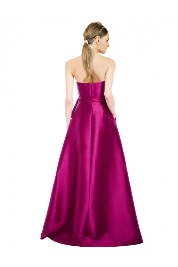 Sleeveless V-Neck Long Satin Bridesmaid Dress / Prom Dress with Bow Waist Australia