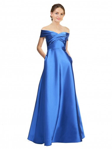 Sleeveless Off the Shoulder Ball Gown Formal Satin Bridesmaid Dress / Prom Dress Australia