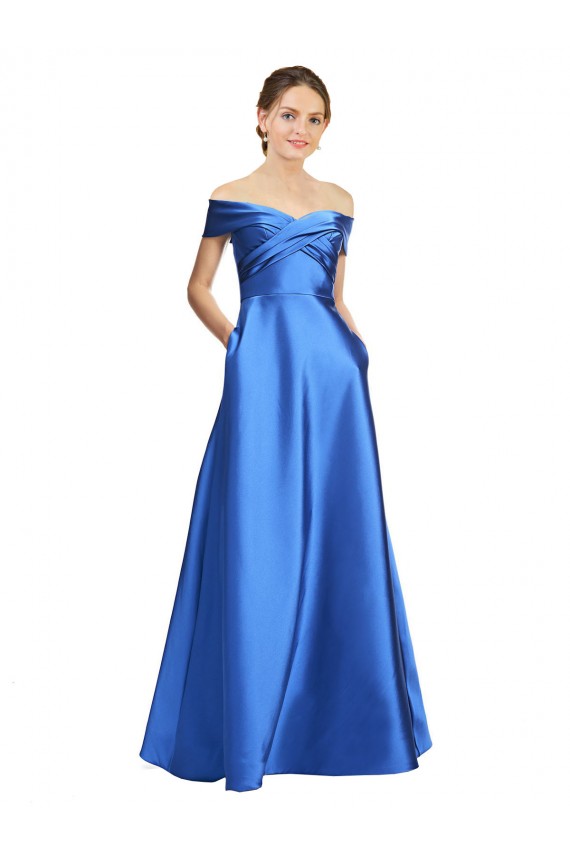 Sleeveless Off the Shoulder Ball Gown Formal Satin Bridesmaid Dress / Prom Dress Australia