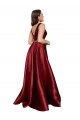 Sleeveless Deep V-Neck A-Line Formal Satin Bridesmaid Dress / Prom Dress with Pockets Australia