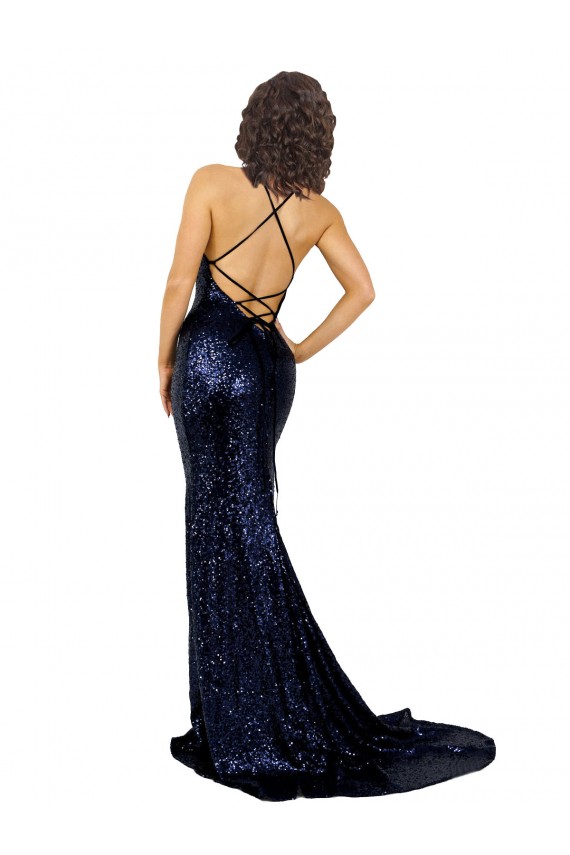 Mermaid V-Neck Low Back Long Formal Sequin Bridesmaid Dress / Prom Dress Australia