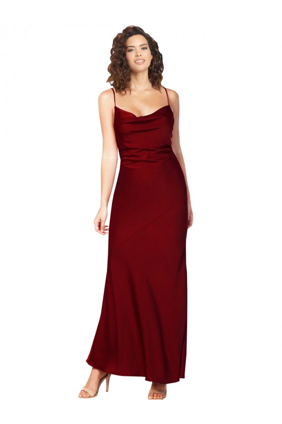 Cowl Neck Low Back Formal Silky Satin Bridesmaid Dress / Prom Dress with Thin Back Straps Australia