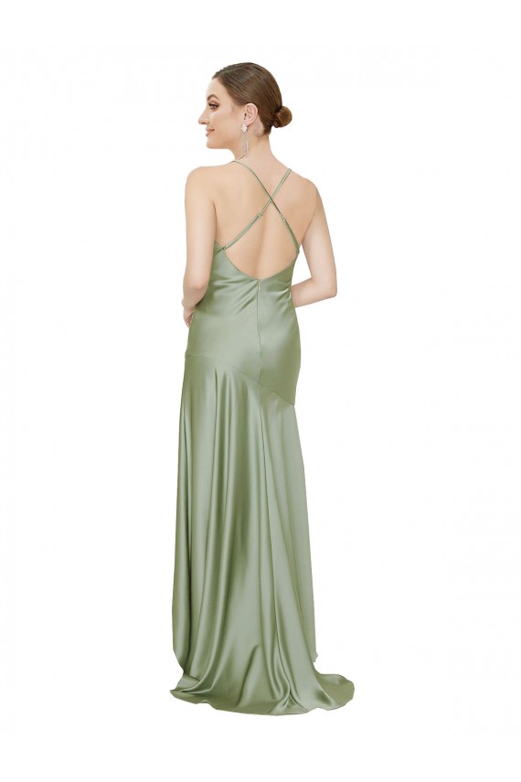 Formal Silky Satin Bridesmaid Dress / Prom Dress with Bias Cut Skirt Australia