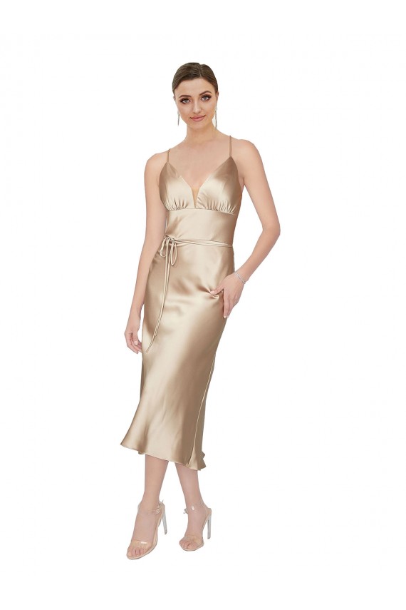 Empire Waist Formal Silky Satin Cocktail Midi Bridesmaid Dress / Prom Dress Australia