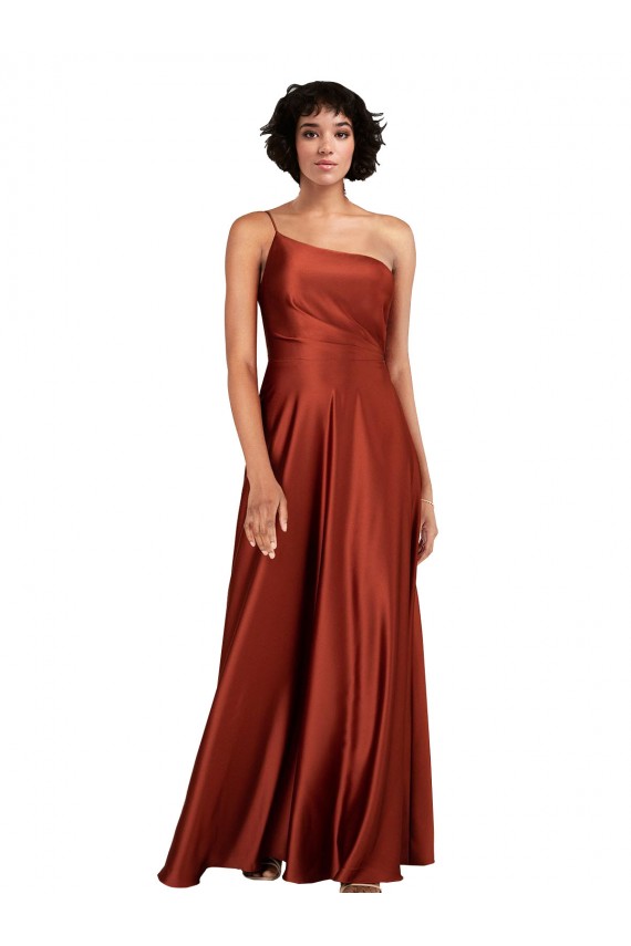 Sophisticated One Shoulder Formal Silky Satin Bridesmaid Dress / Prom Dress with Full Skirt Australia