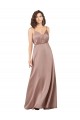 Subtle V-Neckline Formal Silky Satin Bridesmaid Dress with Front Button Detail Australia
