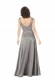 Plunging V-Neckline Long A-Line Formal Silky Satin Bridesmaid Dress / Prom Dress Australia