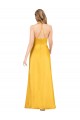Halter A-Line Formal Silky Satin Bridesmaid Dress / Prom Dress with V-Neckline and Slit Australia
