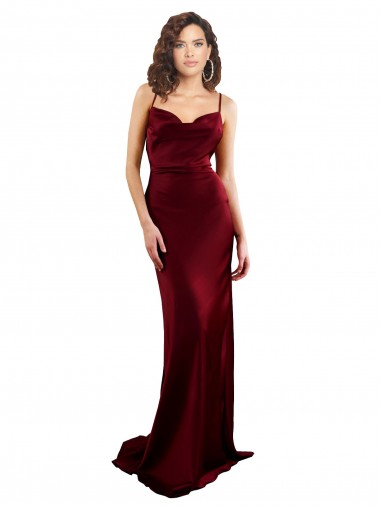 Cowl Neck Long Criss Cross Open Back Formal Silky Satin Bridesmaid Dress / Prom Dress Australia